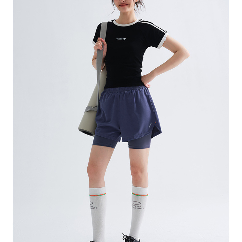 Running Gear Junior - Shorts Esportivos Femininos de Dupla Camada,