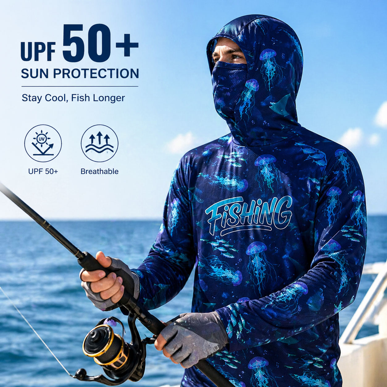 Camiseta de Pesca com Capuz UP - Running Gear Usa avaliação e preço